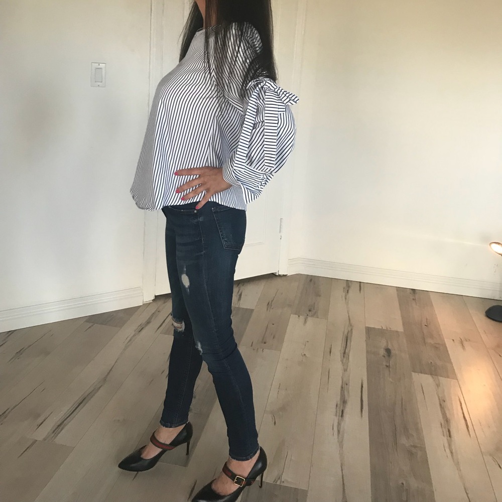 Blue striped blouse - Picture 2 of 4